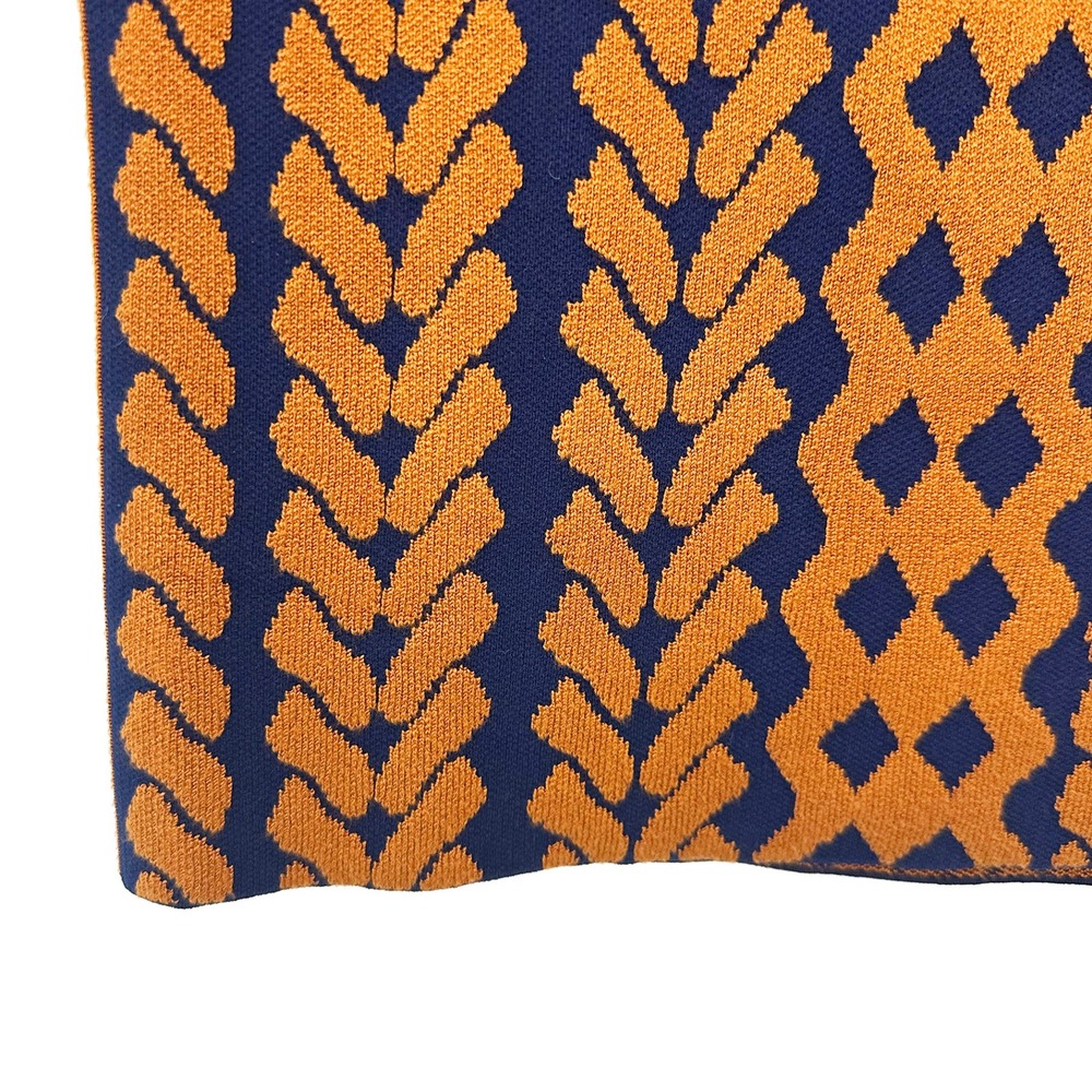 MAEVE Cable Knit Motif Knee Length Pencil Skirt • Medium • navy blue, orange - Picture 3 of 8